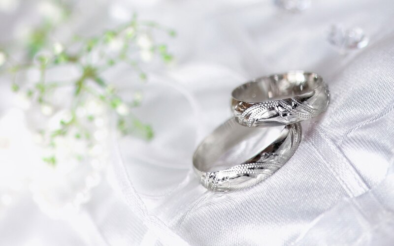 Wedding rings on fabric