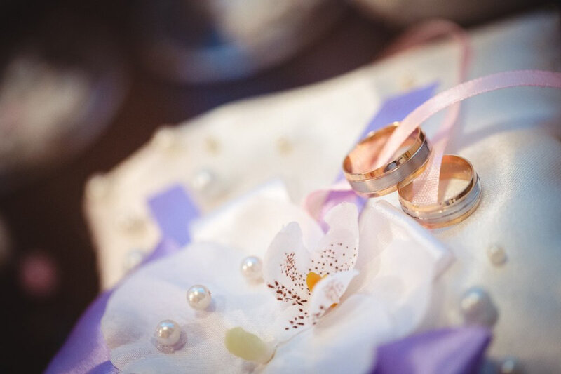 Wedding Rings on Fabric — White