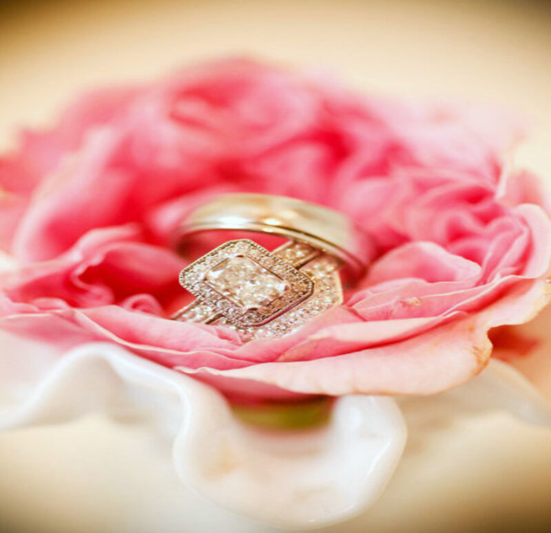 Wedding Rings on Flower — Pink