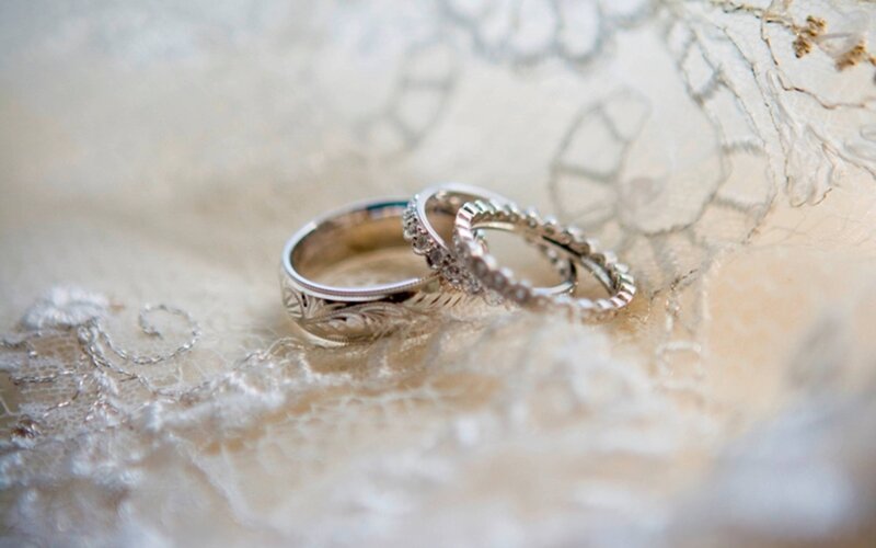 wedding rings on lace