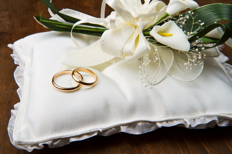Wedding Rings on Pillow — White, Serene