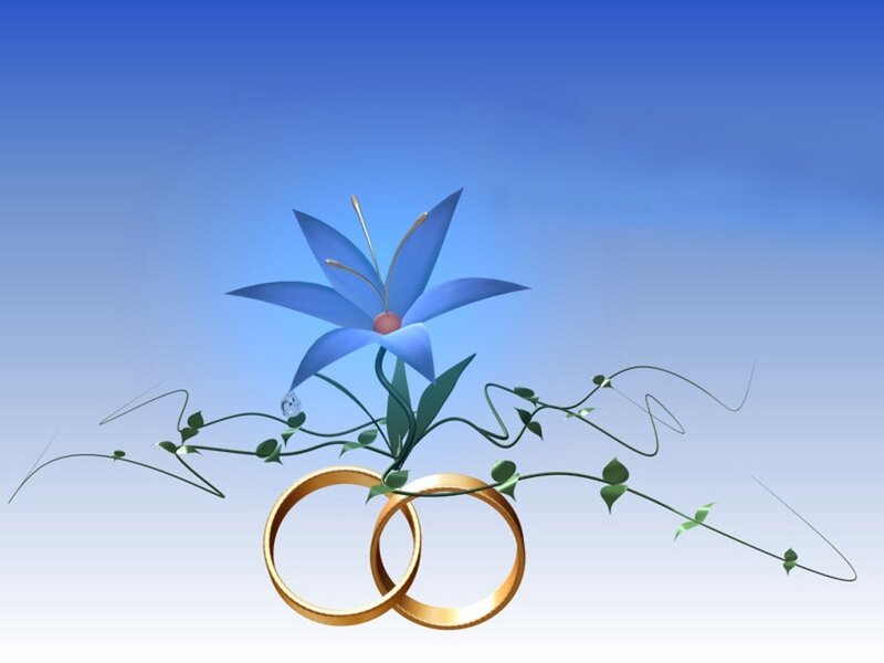 wedding rings with blue flower