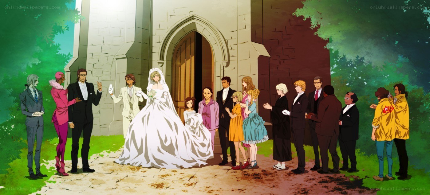 Wedding scene outside a church