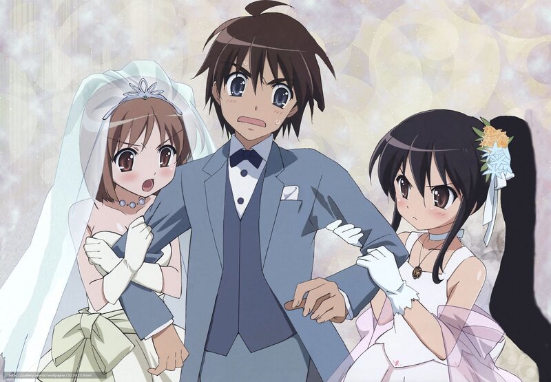 Wedding scene with anime characters