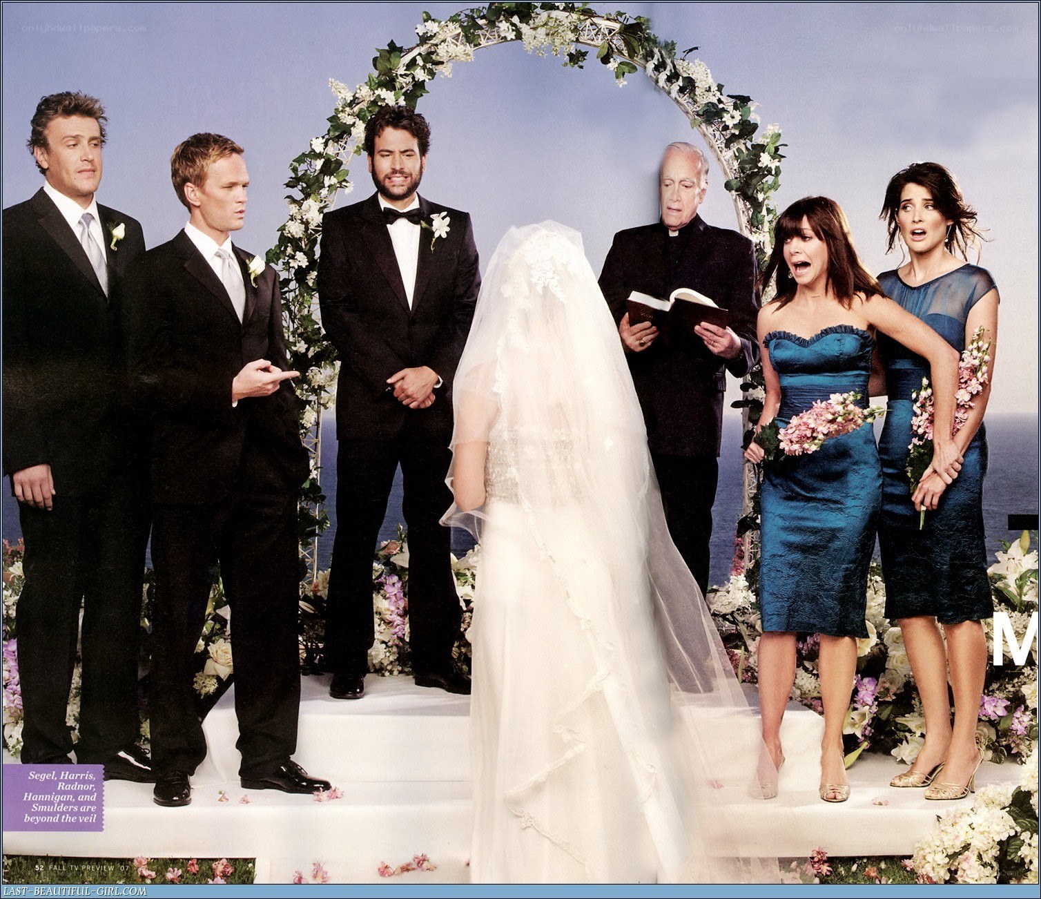 Wedding scene with cast