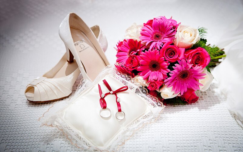 Wedding Shoes and Bouquet