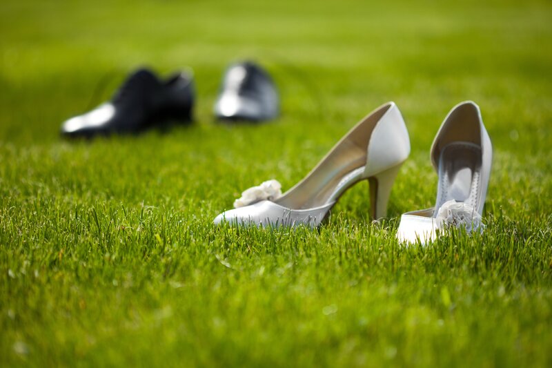Wedding shoes on grass
