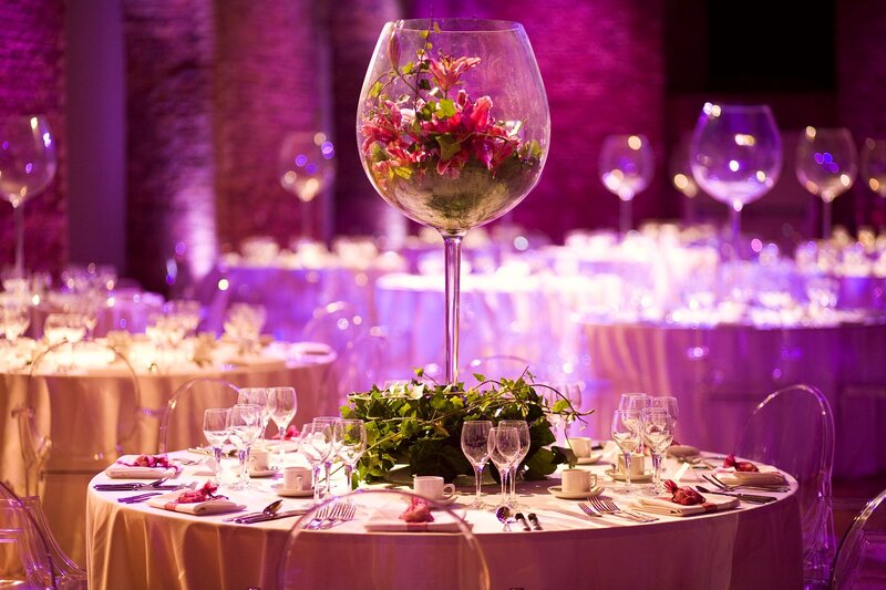 Wedding Table Centerpiece — Purple