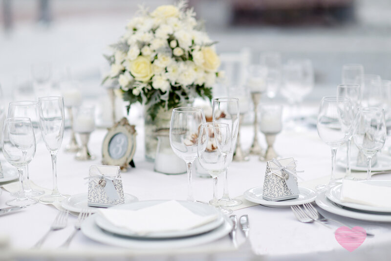 Wedding Table Setting — White, Elegant