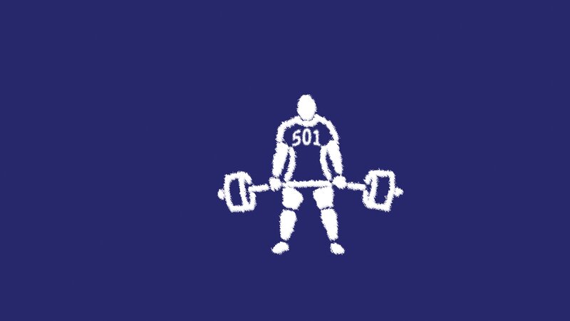 Weightlifter Lifting Barbell — Blue, Neutral