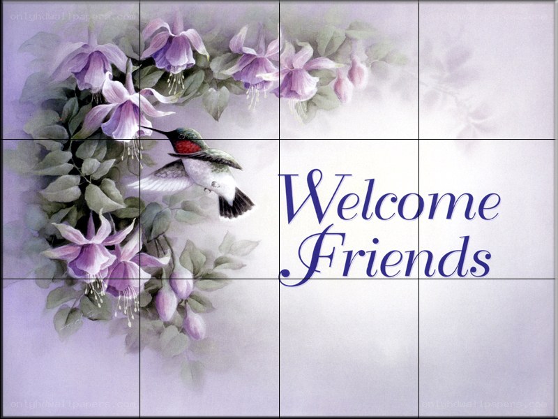 Welcome Friends Hummingbird Tile
