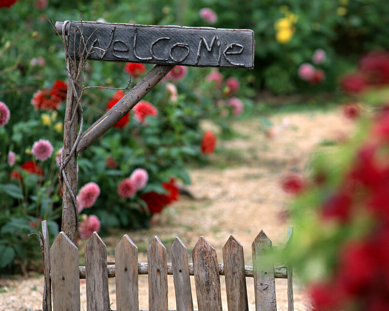 Welcome Sign in Garden