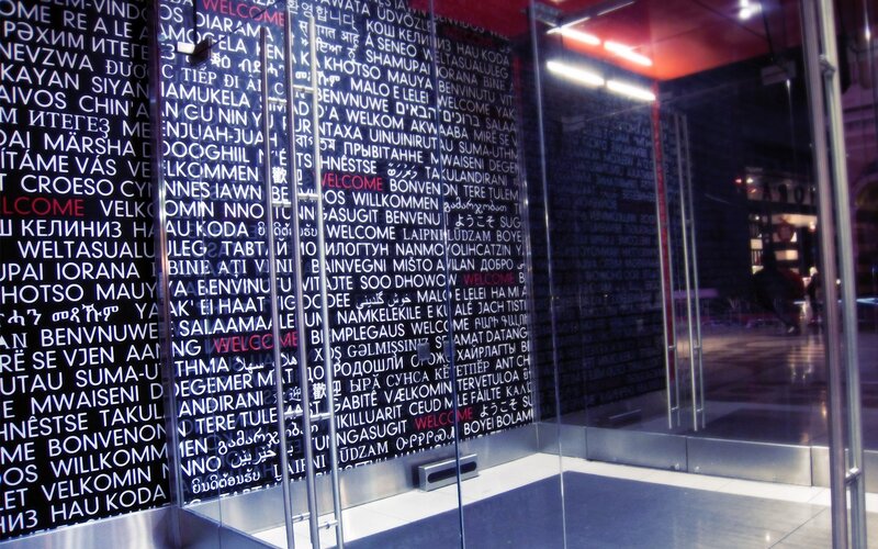Welcome wall in multiple languages