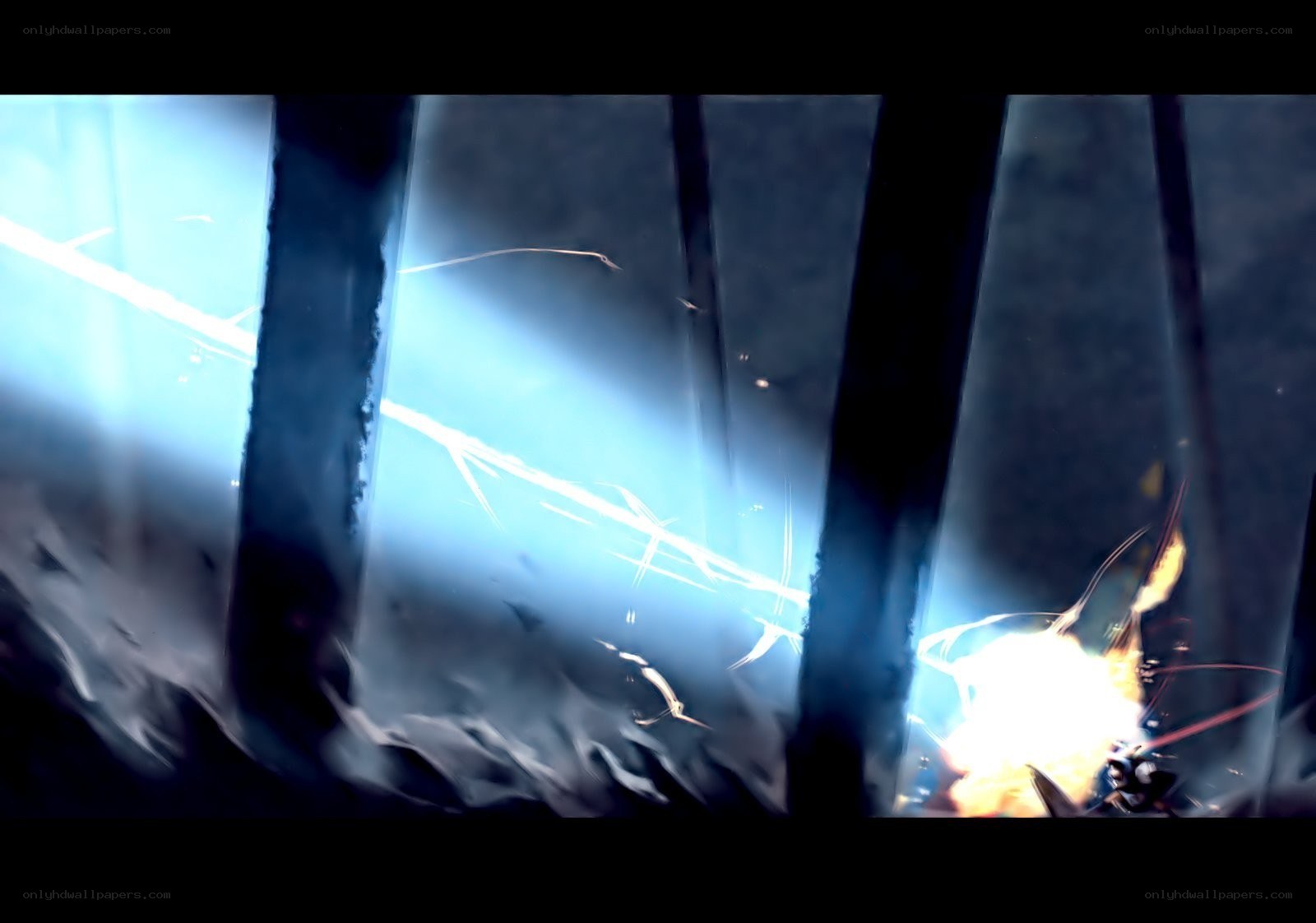 welding sparks in a dark space