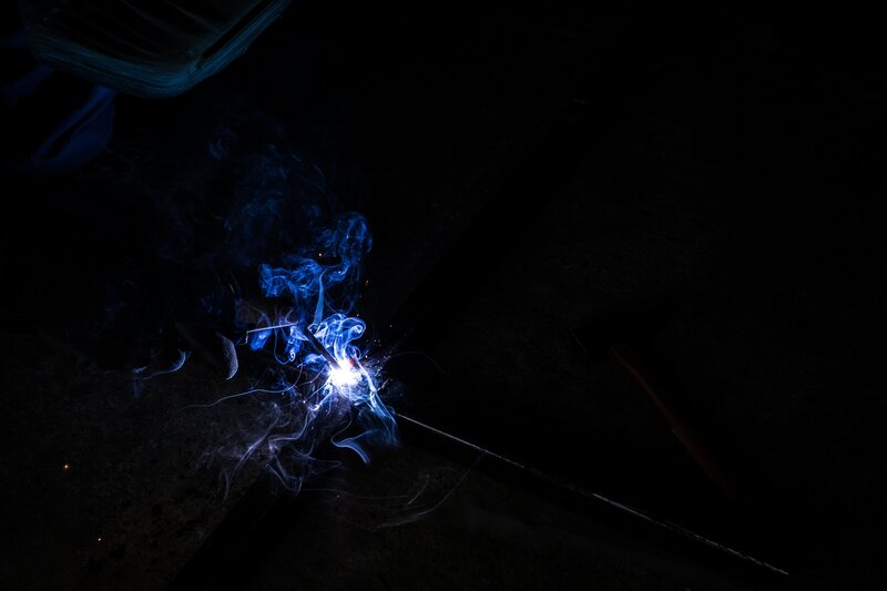 Welding sparks in darkness