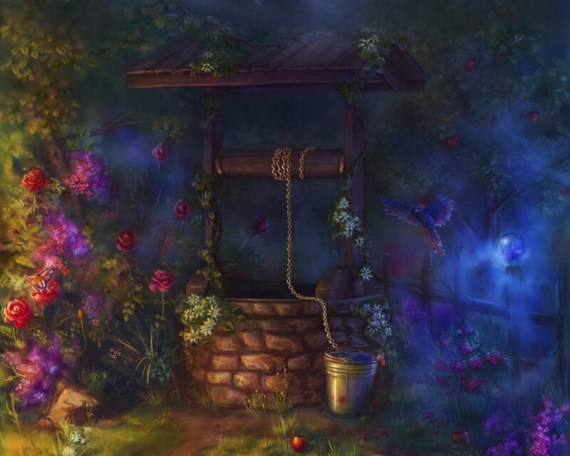 Well in a Garden — Purple