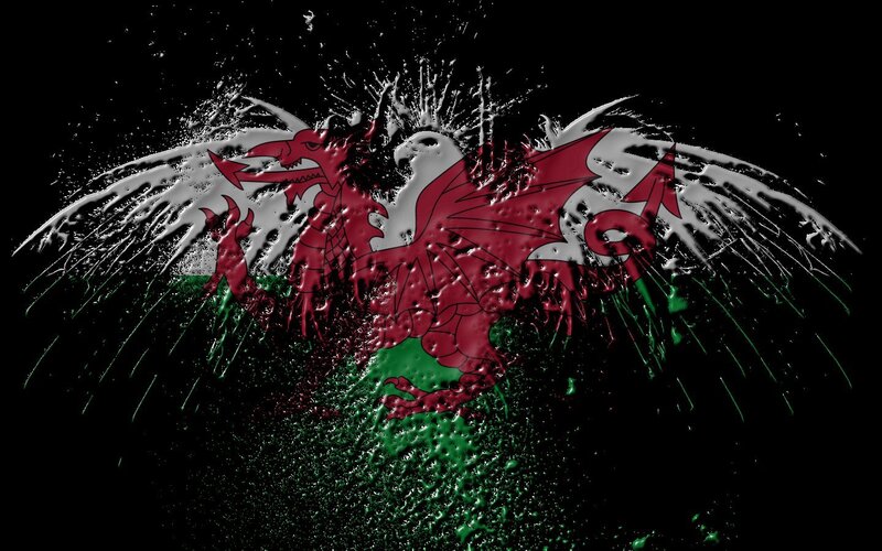 Welsh flag with dragon artwork