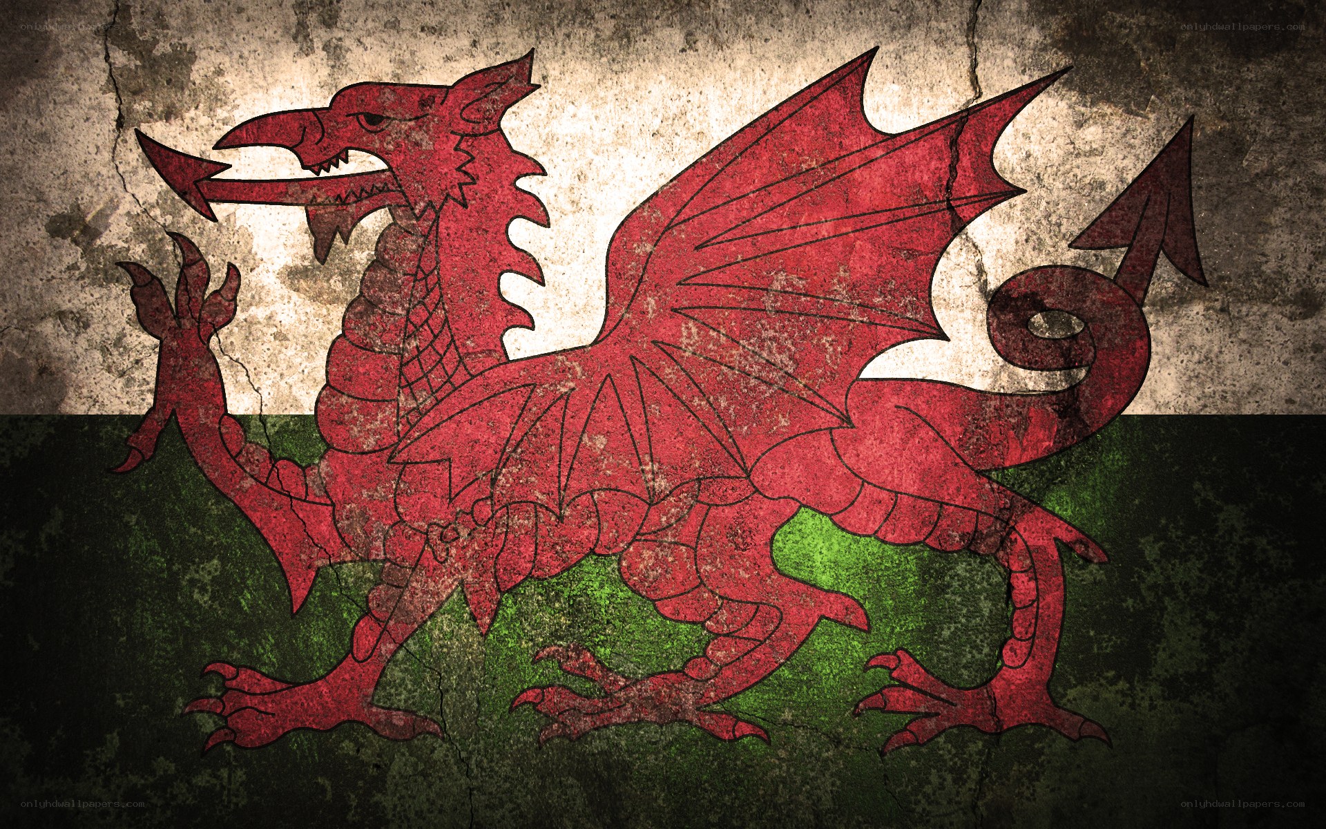Welsh flag with grunge texture