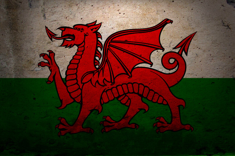 Welsh flag with red dragon