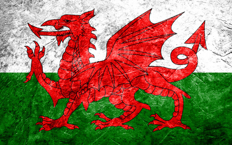 Welsh flag with red dragon