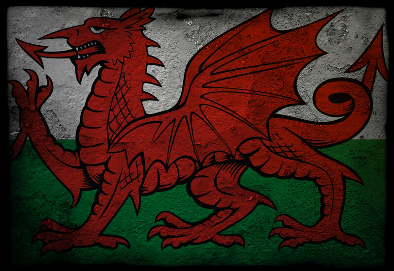 Welsh flag with red dragon