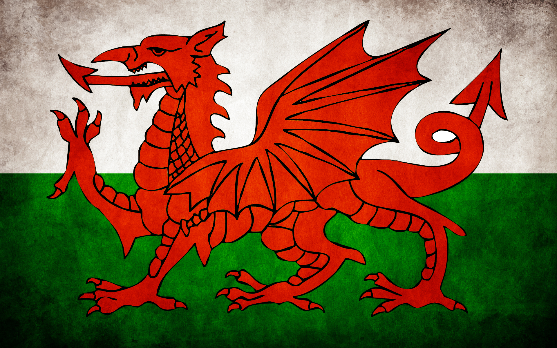 Welsh flag with red dragon