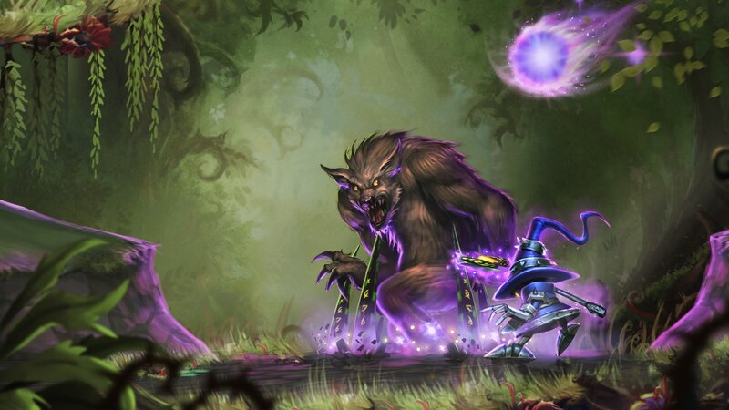 Werewolf Attacking Wizard — Green