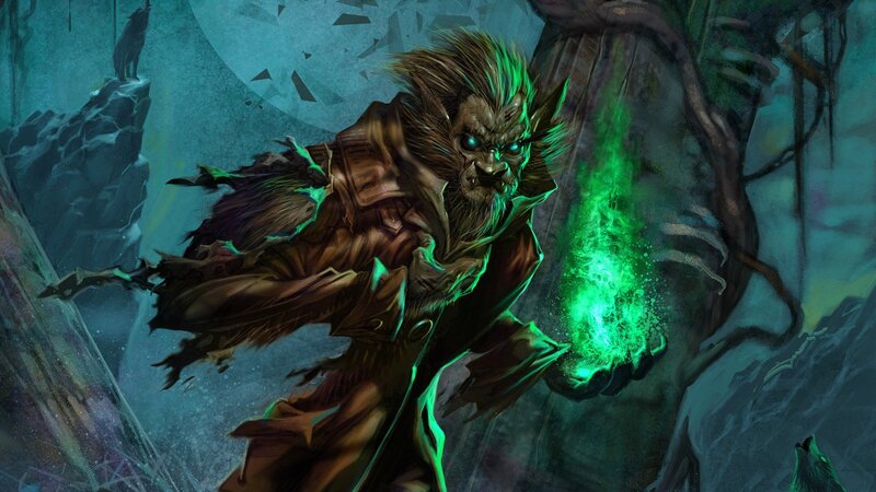 werewolf casting green spell