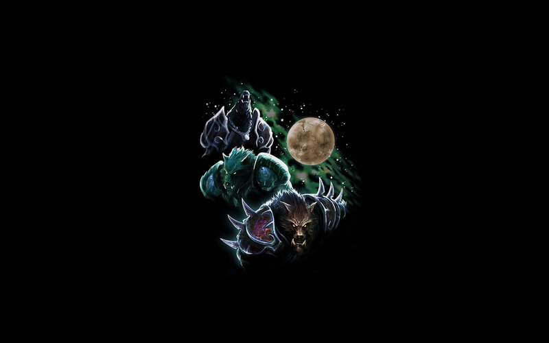 Werewolf characters under moon