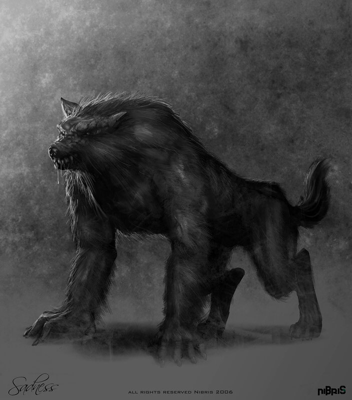 Werewolf Creature — Black, Dramatic, Digital Art