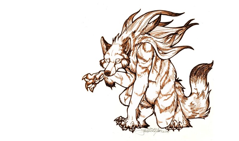 Werewolf Creature — Brown, Dramatic, Illustration, Wolf