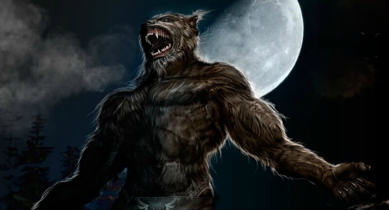 Werewolf Howling at Moon — Black, Dramatic, Night