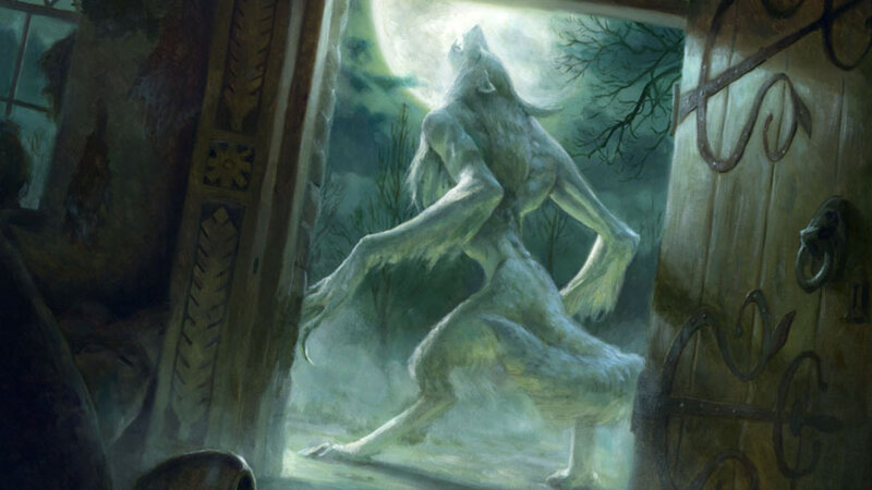 Werewolf Howling at Moon — Green