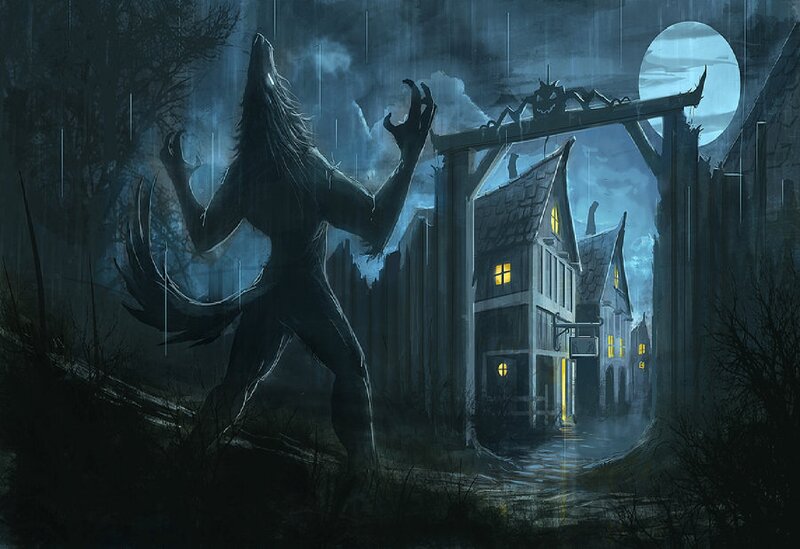 Werewolf Howling at Night