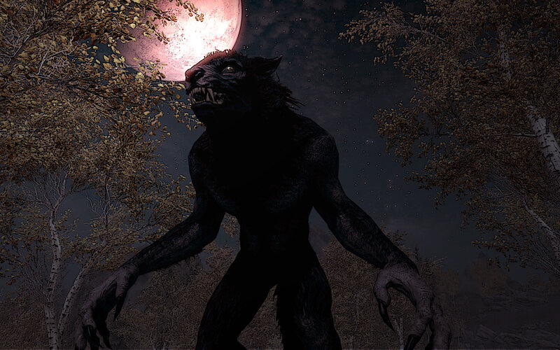 Werewolf in Forest — Black, Dramatic