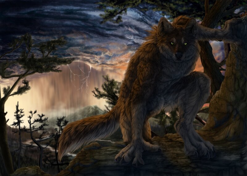 Werewolf in Forest — Brown, Dramatic, Night