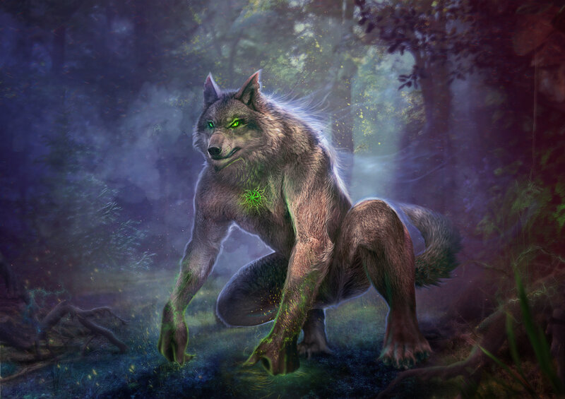Werewolf in Forest — Purple, Mysterious