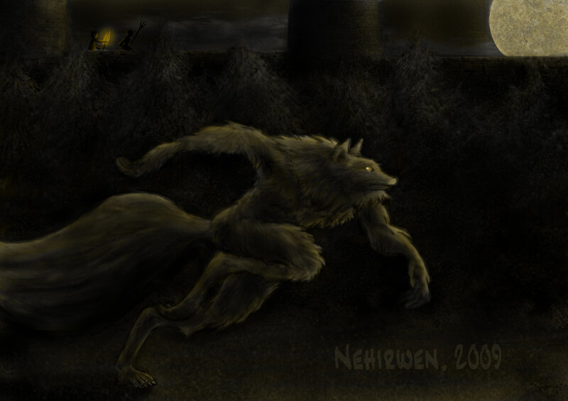 Werewolf in moonlit night