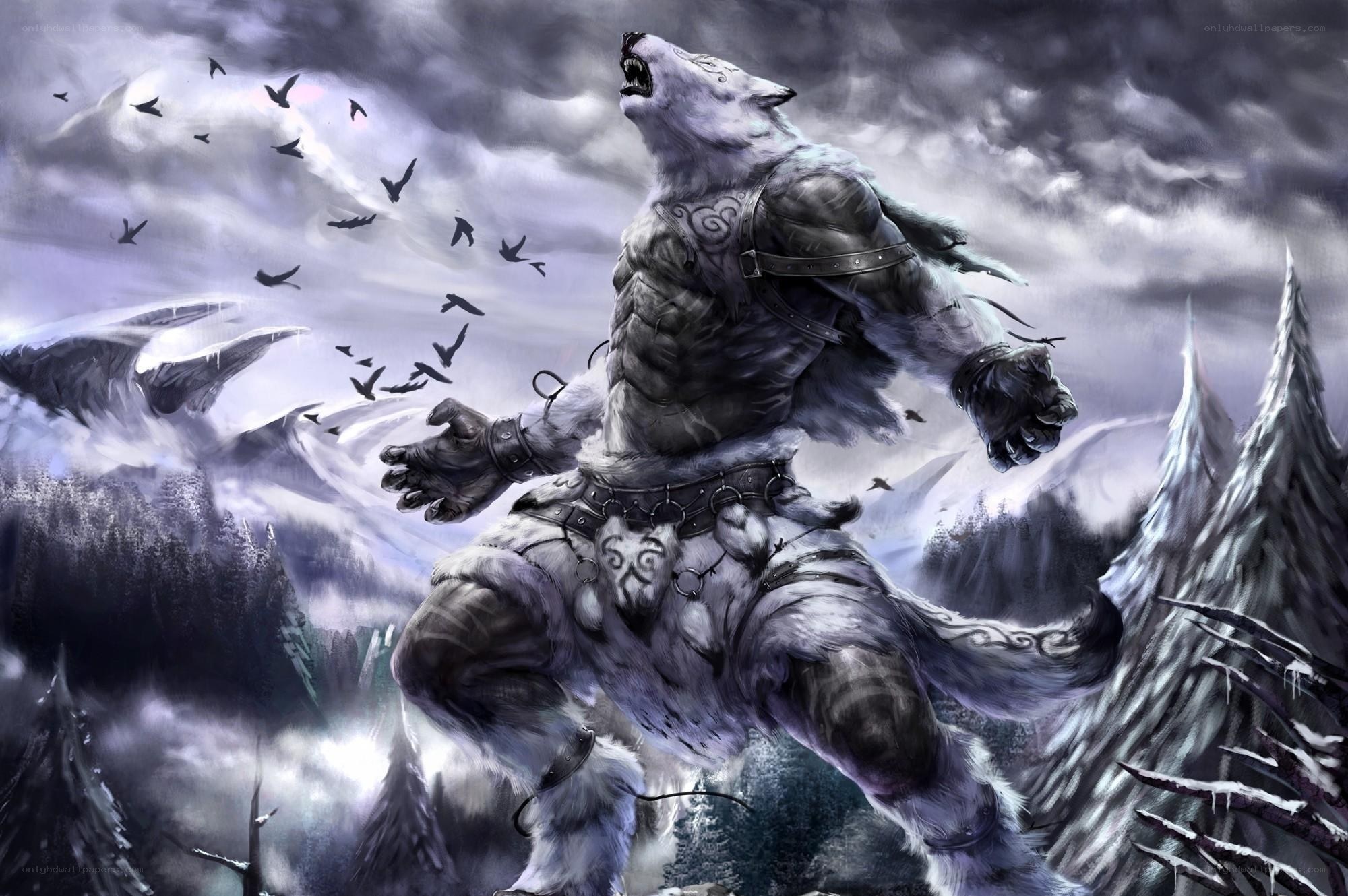 werewolf in snowy landscape