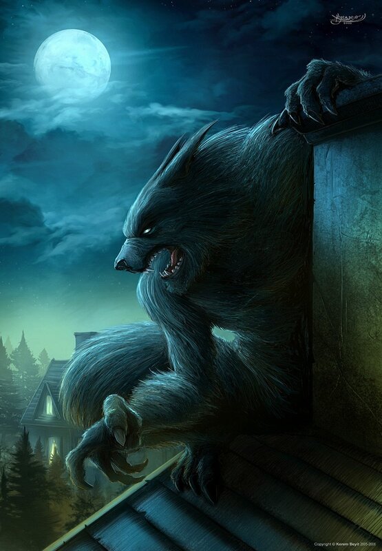werewolf on a rooftop