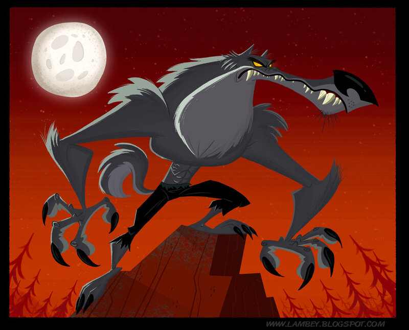 Werewolf on Cliff — Red