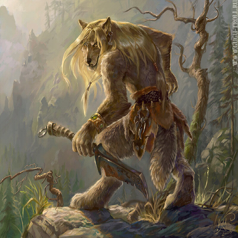 Werewolf Warrior — Brown, Dramatic, Digital Art