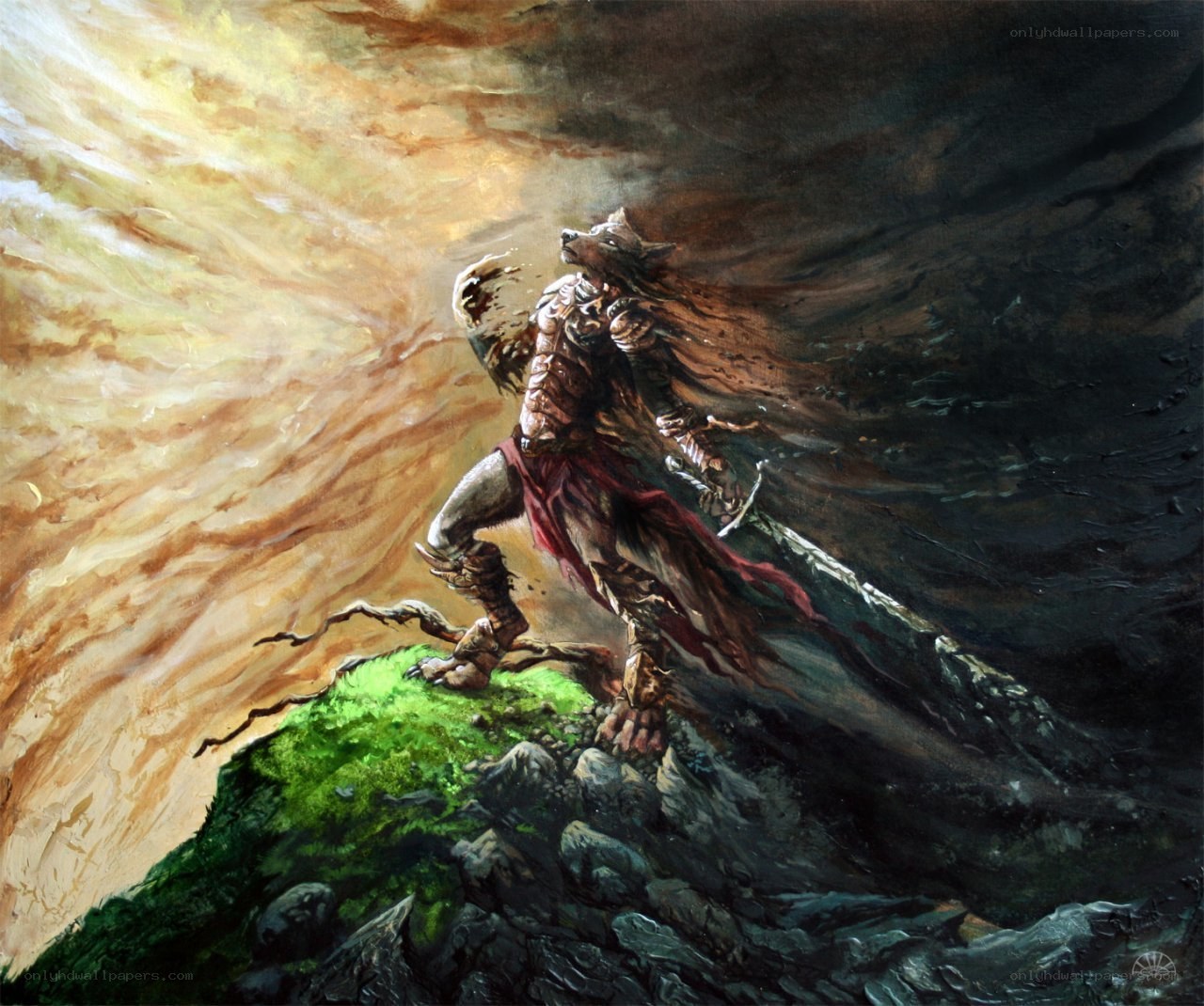 werewolf warrior on a cliff
