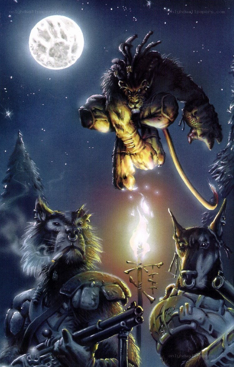Werewolf warriors under the moon