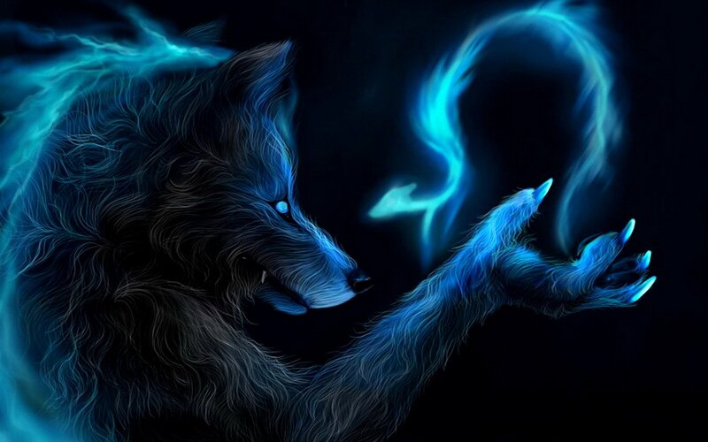Werewolf with Blue Energy — Dramatic