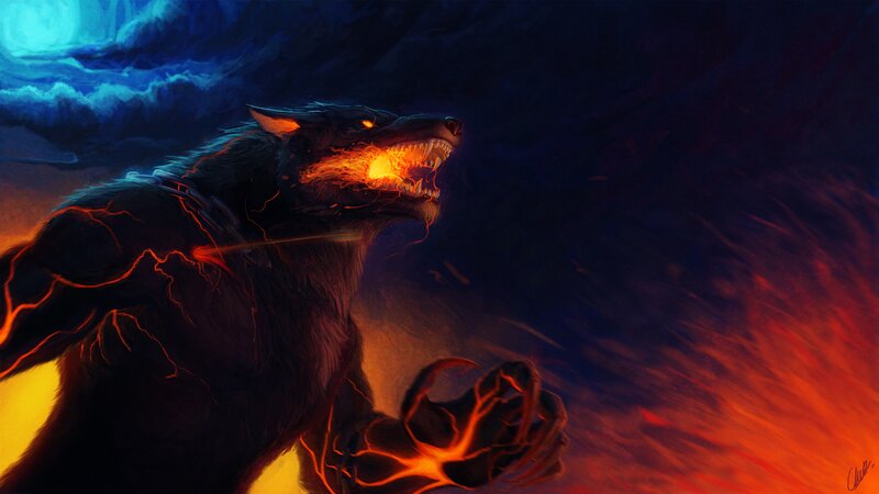Werewolf with Glowing Eyes