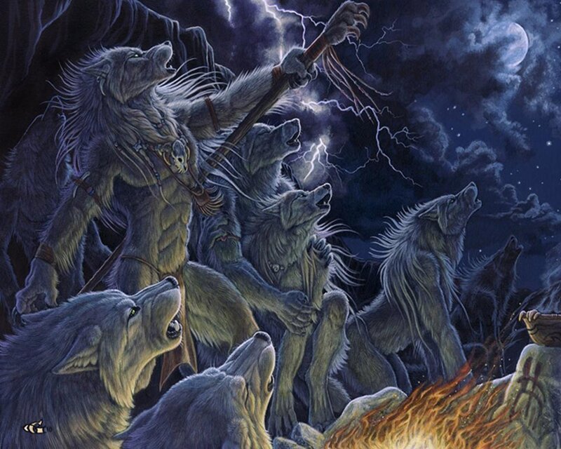 Werewolves Howling at Night