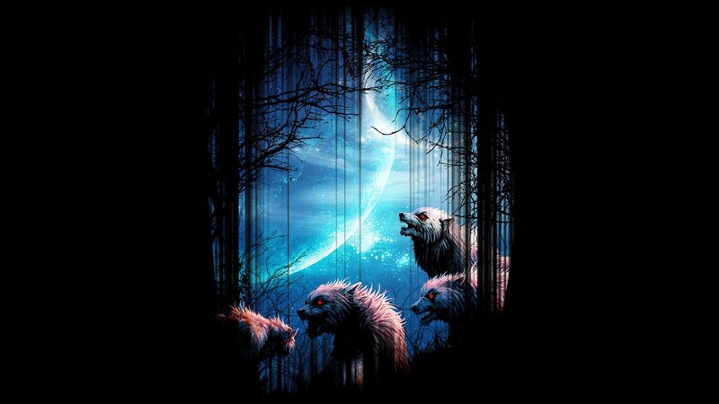 Werewolves in Forest — Blue, Dark