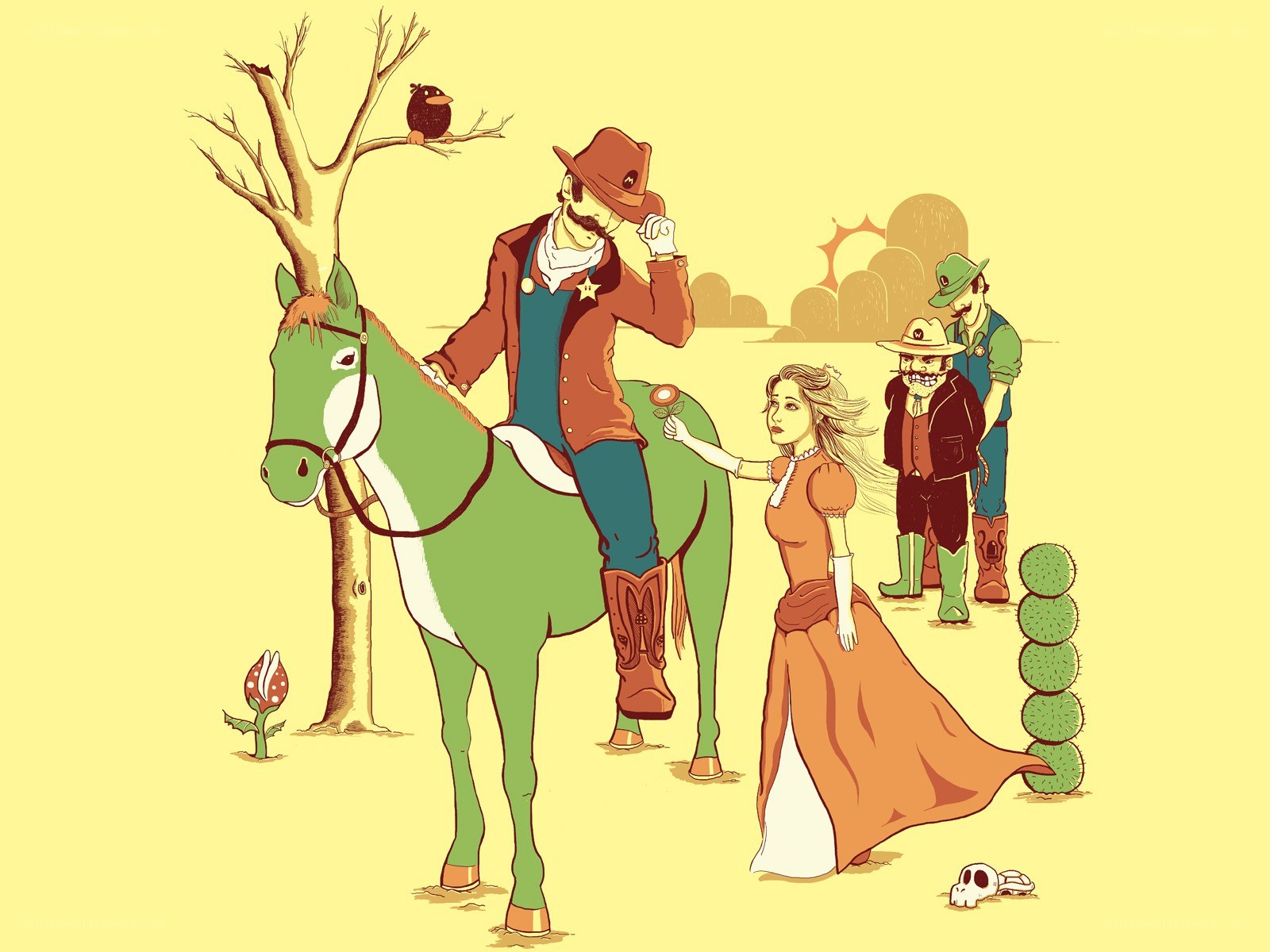 Western-themed cartoon illustration