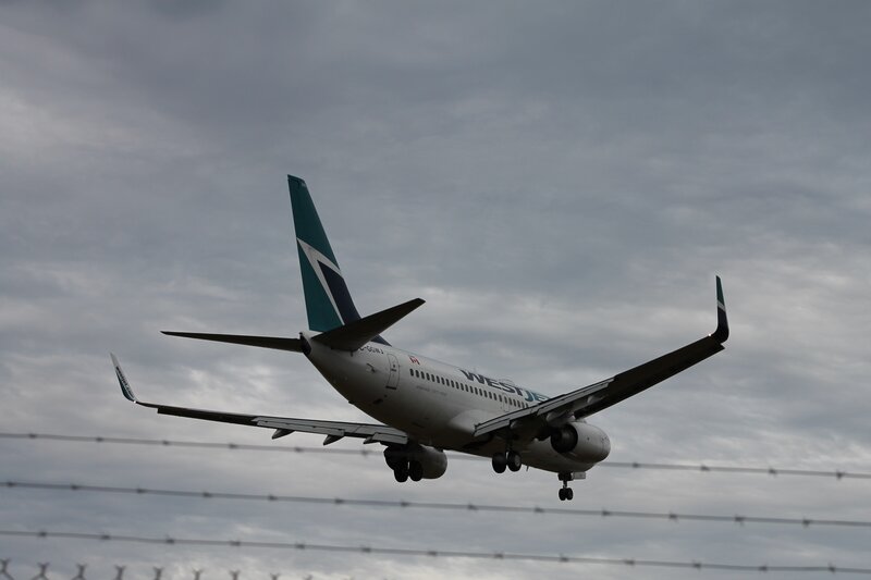 WestJet airplane in flight